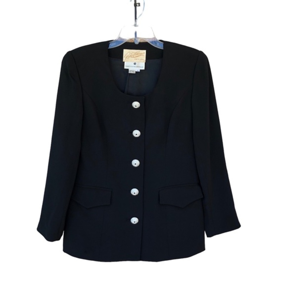 Rickie Freeman For TJ. NITES 💯 % Silk Vintage 61839  Button Down Black Jacket 4